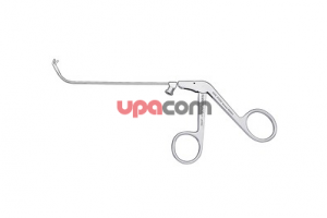 Щипцы RHINOFORCE II для лобной пазухи по KUHN, режущие насквозь, бранши загнуты на 45°, особо тонкие плоские для тканещадящего разреза, стержень загнут вверх на 60°, ширина 1.5 мм, открывающиеся назад, длина 12 см