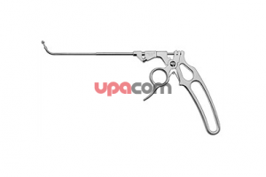 Выкусыватель для лобной пазухи по HOSEMANN, загнутый вверх на 70°, тонкая модель, диаметр 3.5 мм, режущий внакладку, верхняя часть неподвижная, нижняя часть выдвигается вперед, тубус 2.5 мм, с центральным ирригационным каналом, длина 13 см