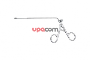 Выкусыватель по STAMMBERGER, кончик овальный, круговой, направление разреза 120° от низа дистального до верха проксимального конца, диаметр 4.5 мм, с прямым тубусом, для клиновидной кости, решетчатой кости и атрезии хоан, длина 18 см