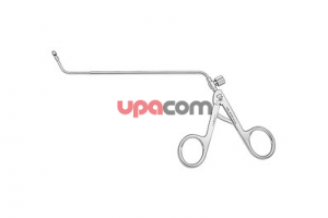 Выкусыватель по STAMMBERGER, кончик овальный, круговой, направление разреза 90°, диаметр 4.5 мм, тубус загнут вверх на 65°, для лобной пазухи и крючковидного отростка решетчатой кости, длина 17 см,по SCHWARTZ-ANAND