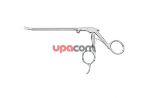 Щипцы для клипс RHINOFORCE II по MONTGOMERY-YOUNGS, для эндоназальной эндоскопической лигатуры клиновидно-небной артерии, с аспирационным каналом, рукоятка с пружиной, бранша загнута влево, длина 13 см,по SCHWARTZ-ANAND