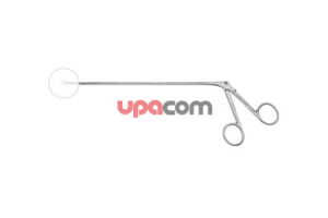 Щипцы, загнутые вправо, с круглыми ложкообразными браншами, диаметр 2.5 мм, рабочая длина 18 см